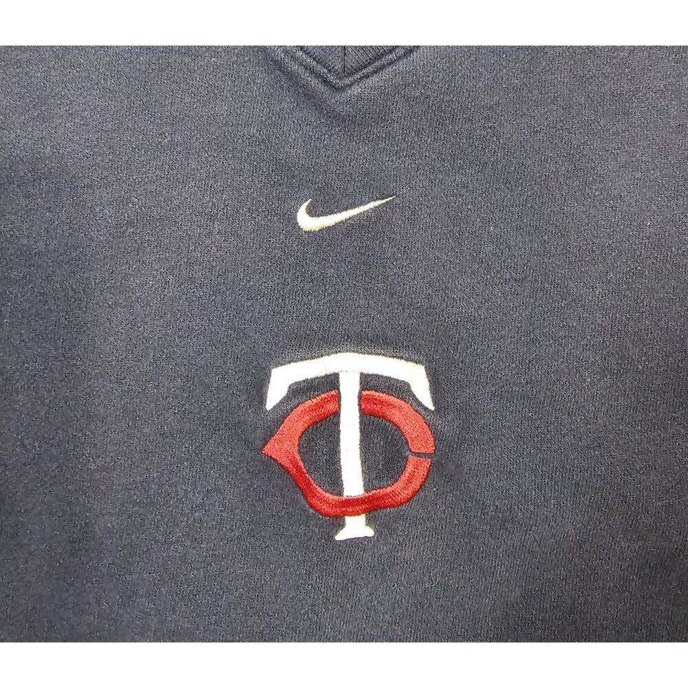 Vintage Nike Minnesota Twins Center Swoosh V Neck Sweatshirt Womens Sz XL Fade - Picture 2 of 6